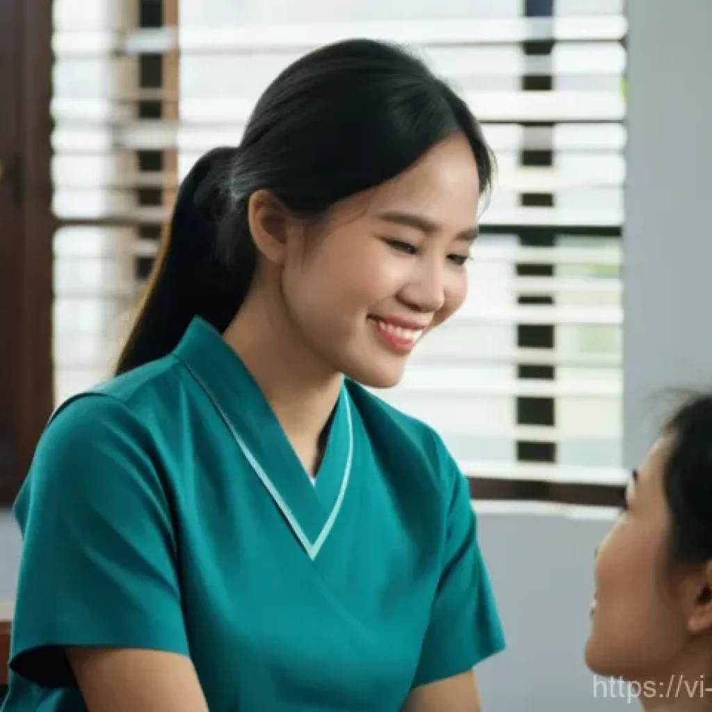 범죄 피해자 지원 서비스 리뷰 - **Prompt:** A compassionate scene depicting a young Vietnamese woman, in her late 20s, with a gentle...