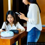 범죄 피해자 불법 촬영 대응 - Photorealistic scene in a modern Vietnamese apartment bedroom, a fully clothed young Vietnamese woma...